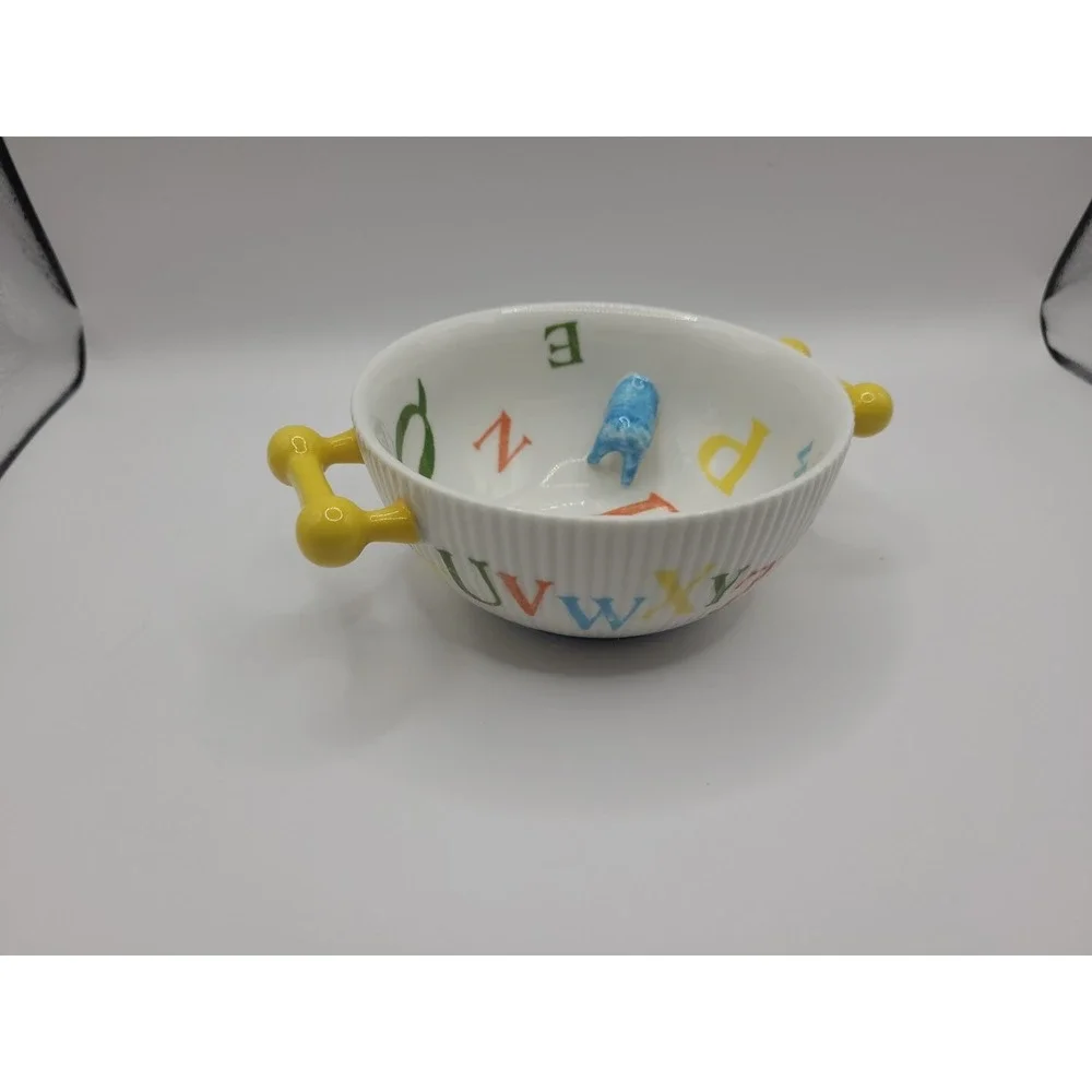 Anthropologie Child's Alphabet Bowl with Blue Sheep‎ Lamb